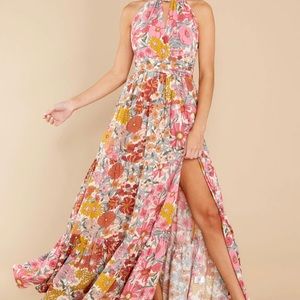 Floral print dress size small with slit